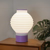 Asian Lantern 15" Plant-Based PLA Dimmable LED Table Lamp, White/Purple