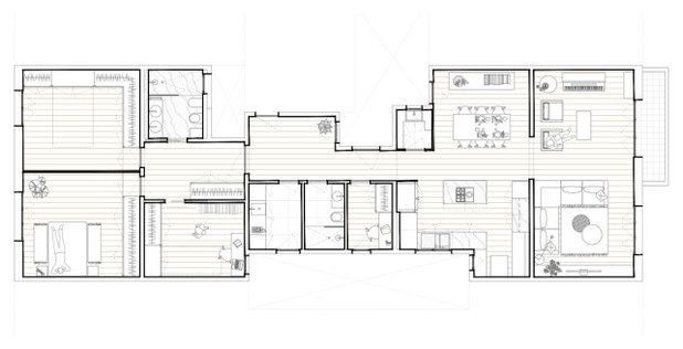 Plano de planta Un piso minimalista para acoger las obras de arte de sus dueños