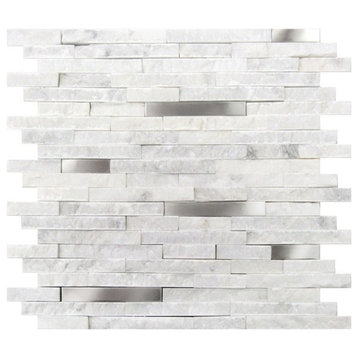 Interlocking Mosaic Tile, White Fusion, 10 Sq. ft., 12"x12"