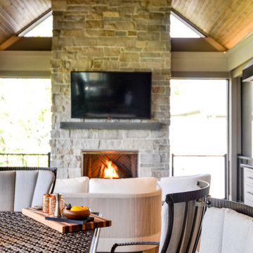 Covered Porch Addition - Fireplace
