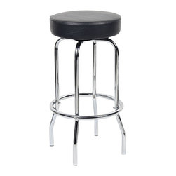 Norstar Office Products - Boss Chrome 29" Black Barstool - Bar Stools And Counter Stools