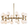 Astoria 20-Light Chandelier With Opal Shade, Finish: Aged Brass