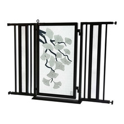 Fusion Gates - Fusion Gate with Ginkgo in Platinum Design, Black, 36"-52" - Dog Gates