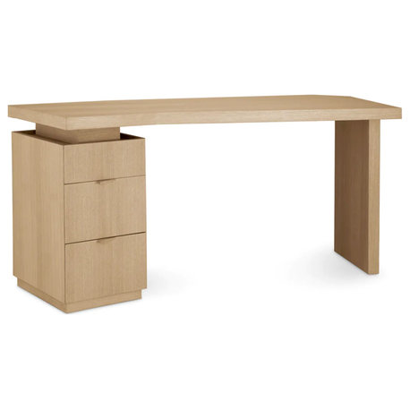 Natural Oak 3-Drawer Desk, Eichholtz Sarah