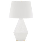 Hudson Valley Lighting - Rickman 1 Light Table Lamp, Aged Brass Finish, White Shade - Features: