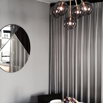 Ballroom Molecule Chandelier, Smoke and Brass Contemporary Glass Lighting - MB C