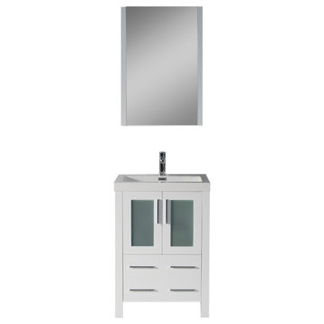 Sydney 24" Vanity Set With Acrylic Top and Mirror, Glossy White