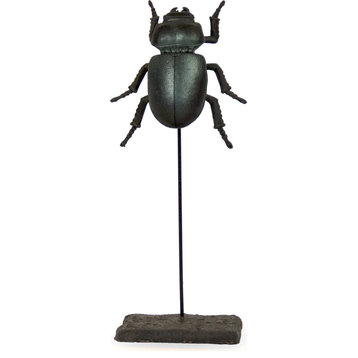 Stag Beetle on Stand Black, Dark Green