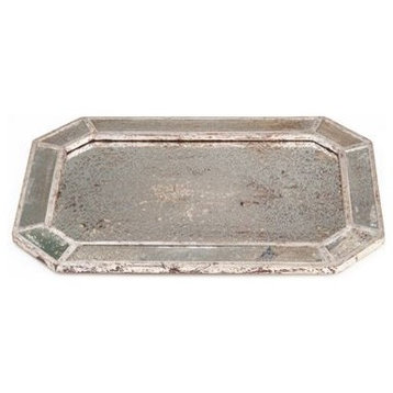 Mirrored Octoganal Tray, Silver