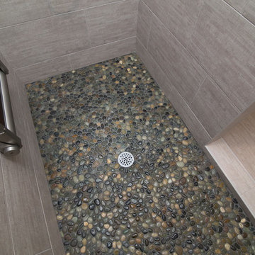 Teal Master Bathroom with Open Shower