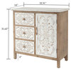 LuxenHome Rustic Wood Floral Accent Cabinet
