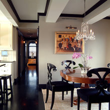 Painted Blk rounded cornices on white walls & skirting