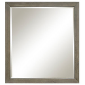 Framed Mirror With Beveled Glass, 36 X 40 White Framed Mirror