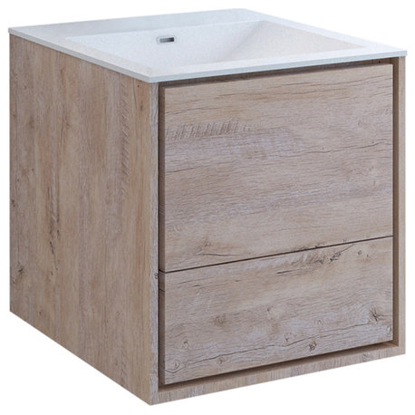 Fresca Catania 24" Natural Wood Wall Hung Cabinet With Integrated Sink