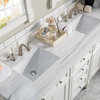 Brittany 72" Bright White Double Vanity w/ 3 CM Arctic Fall Solid Surface Top