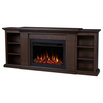 Real Flame Winterset Solid Wood Slim Media Electric Fireplace in Dark Walnut