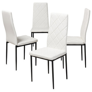 Blaise Faux Leather Upholstered Dining Chair, Set of 4, Black, White