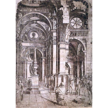 Donato Bramante Interior of a Church, 18"x27" Wall Decal