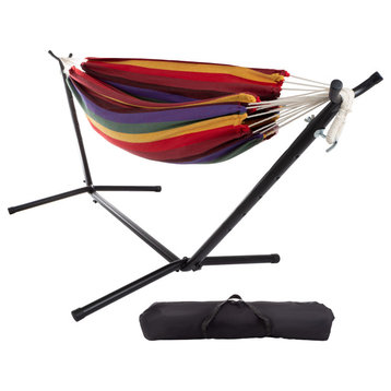 Double Brazilian Hammock 2-Person, Outdoor Swing, Frame, Carrying Bag