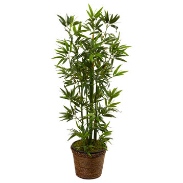 4' Bamboo Artificial Tree, Coiled Rope Planter