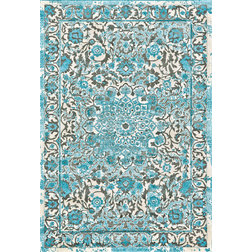 Transitional Area Rugs Filter Area Rug, Azure, 5'x8'
