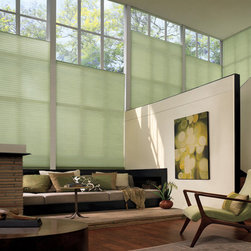 Modern Lime Living Room Custom Window Honeycomb Shades by Hunter Douglas - Cellular Shades