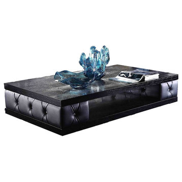 AandX Cecily Transitional Black Leatherette With Crystals Coffee Table