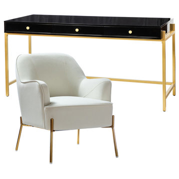 Modern Home Office Furniture 2-Piece Set, Ivory