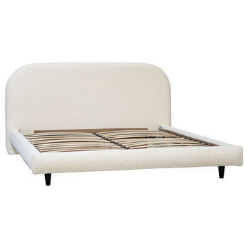 White Mod Boucle King Bed Frame