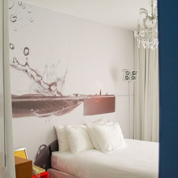 Fabric Covered Acoustic Graphic Wall Finishing for The Bedroom