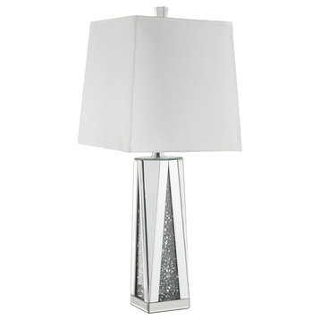 ACME Noralie Faux Diamonds Inlay Table Lamp in White Fabric and Mirrored