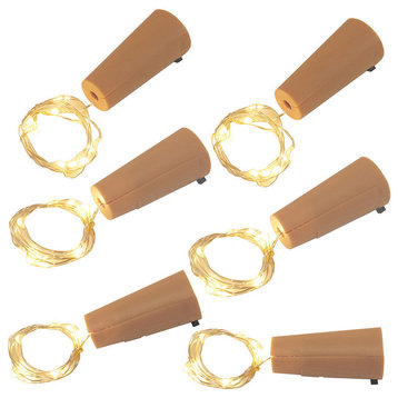 Wine Cork With Battery Operated Submersible Mini String Lights, Set of 6