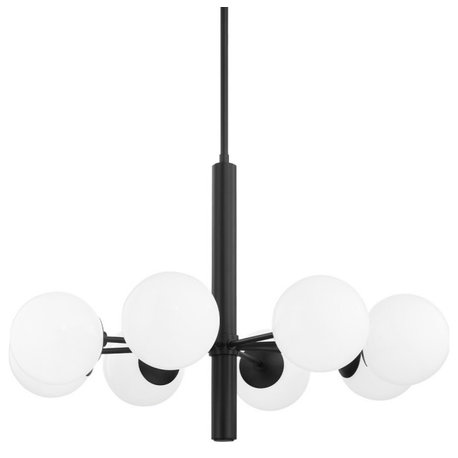 Stella 8-Light Chandelier, Old Bronze Finish, Opal Shiny Glass