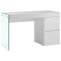 Casabianca Home IL Vetro High Gloss White Lacquer Office Desk CB-111-DESK