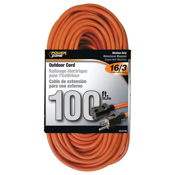 Power Zone Extension Cord, 100&#039;, Orange