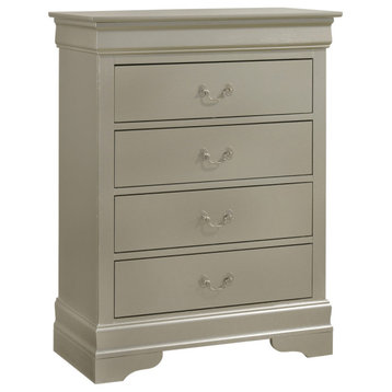 Louis Phillipe Silver Champagne 4 Drawer Chest of Drawers
