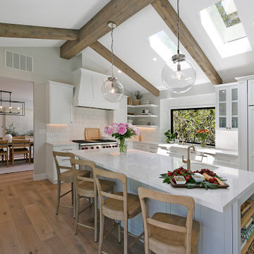 Transitional L-Shaped Kitchen with Large Island