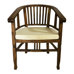BHome - Solid Teak Jepara Armchair With Cushion - Outdoor Dining Chairs