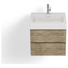 Boutique Bath Vanity, Natural Wood, 24", Single Sink, Wall Mount