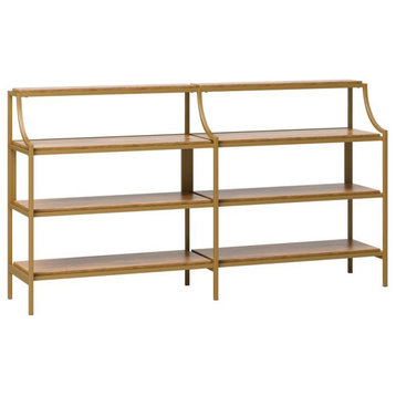 Sauder International Lux Metal Frame Console Table in Gold Satin/Sindoori Mango