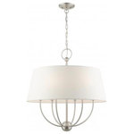 Livex Lighting - Livex Lighting 49846-91 Ridgecrest, 6 Light Pendant, Brushed Nickel/Satin Nickel - Updated traditiol elegance and casual style defineRidgecrest 6 Light P Brushed Nickel Off-WUL: Suitable for damp locations Energy Star Qualified: n/a ADA Certified: n/a  *Number of Lights: 6-*Wattage:60w Candelabra Base bulb(s) *Bulb Included:No *Bulb Type:Candelabra Base *Finish Type:Brushed Nickel