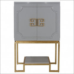 Worlds Away Anna Cabinet Grey and Gold - Accent Chests And Cabinets