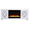Crystal Mirrored TV Stand With Fireplace Insert, Crystal Fireplace Insert