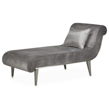Roxbury Park Velvet Chaise - Gray Pearl/Stainless Steel