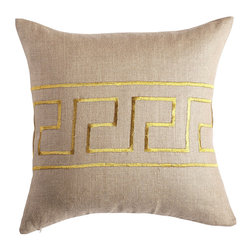 GOLD GREEK KEY PILLOW &ndash; SQUARE - NEW - Decorative Pillows