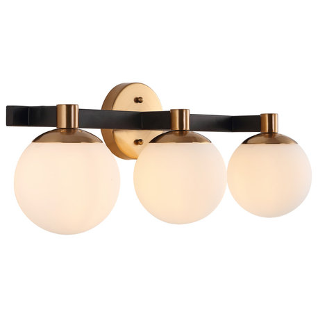 Modernist Globe Metal/Frosted Glass LED Vanity, 3-Light