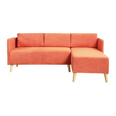 gdfstudio andresen mid century modern fabric chaise sectional muted orange sectional sofas - Chaise Orange gdfstudio andresen mid century modern fabric chaise sectional muted orange sectional sofas - Chaise Orange