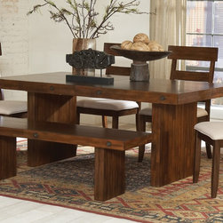 90" Rustic Brown Dining Table Set with Extension - Dining Tables