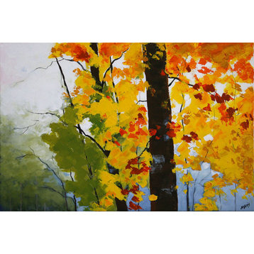 "Mist III" (24"X 36") Original Abstract Trees Painting Fall