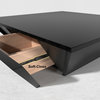 Modern Black Wood Coffee Table with Storage Square Drum with Drawer